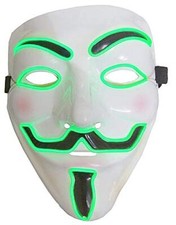 Maschera V per Vendetta Anonymous x Costume Carnevale Led Luminoso L.4536
