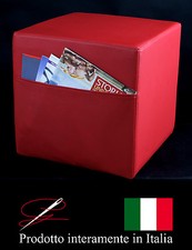 POUFF POUF PUFF CUBO ROSSO TASCA PORTARIVISTE MADE IN ITALY IDEA REGALO