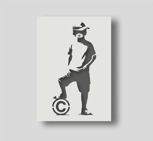 Banksy copyright boy - copyright, stencil