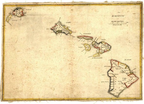 Hawaii vintage 1837 mappa - hawaii,