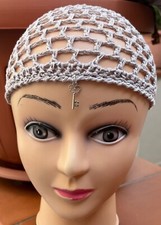 Cappellino grigio perla a rete fatto a mano uncinetto in cotone 