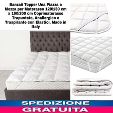Topper Una Piazza e Mezza x Materasso 120/130cm x 190/200cm Coprimaterasso 