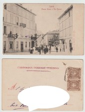 Cartolina Lecco Piazza Muzzi e Via Cavour Ristorante Corona animata VG. a92