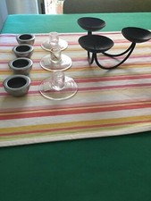 portacandele ikea in vetro, acciaio e rialzato a tre portacandele