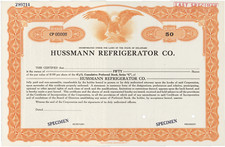 Hussmann Frigorifero Co. Certificato di Stock.