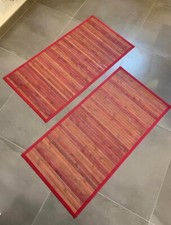 2 tappeti bamboo rossi 50x100cm - in perfette condizioni
