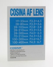Manuale di istruzioni Cosina Af Lens 19-35mm, 28-80mm, 28-105mm ecc.