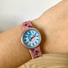 Flik Flak Originale 1989 Rosa Con Uccelli Azzurri