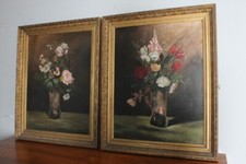 Antica coppia dipinti Vaso con