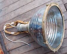 Grande Faro Navale Industriale Ottone Alluminio Anni 50 Vintage Sospensione Nave
