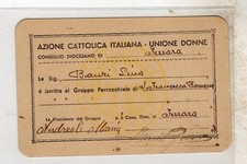 1935 TESSERA AZIONE CATTOLICA ITALIANA  DONNE FERRARA