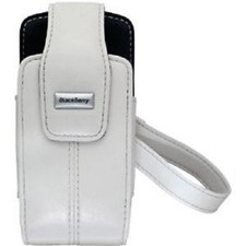 Fondina girevole in vera pelle di agnello BlackBerry Pearl 8100 8110 8120 - bianca