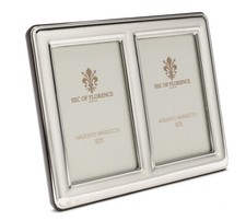 DOPPIA CORNICE PORTAFOTO in ARGENTO MASSICCIO 925 con legno  6x9x2 * 7378 DOPPIA