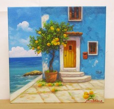 Dipinto - olio su tela -  cm. 30 x 30 mediterraneo,fiori,olio,rustico,rosso