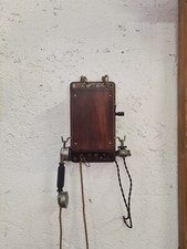 Antico Telefono  a muro in legno anni 20 Francese
