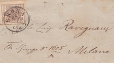 920-LOMBARDO VENETO-Bustina senza testo del 185? da VERONA a MILANO con cent 30