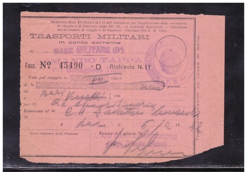 Biglietto trasporti militari - trasporti,