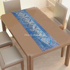 Copritavolo etnico lungo elefante blu broccato runner jacquard bohemien