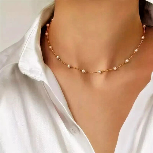 Collana oro con perle - in,