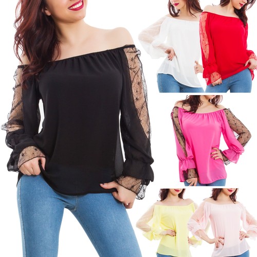 Blusa donna top maniche - , pizzo