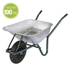 CARRIOLA IN ACCIAIO LT.100 RUOTE PNEUMATICHE