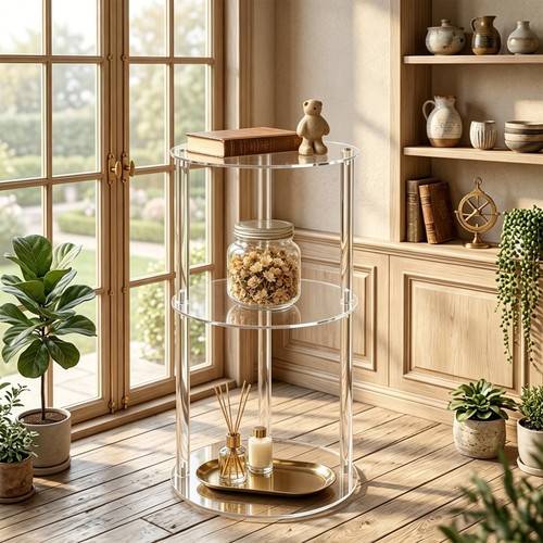 Acrylic end table transparent - table,