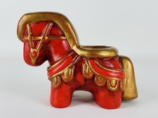 Thun Portacandela Ceramica Bolzano Vintage Cavallo Rosso E Oro Design 1980