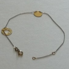 Bracciale unisex a maglie in oro giallo 9kt 375 carati con due ciondoli