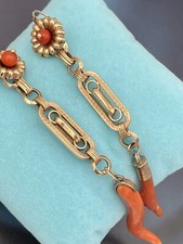 ORECCHINI OLD portafortuna earrings antique CORALLO GOLD ORO 9KTinizi 900 rarità