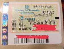 MARCA DA BOLLO TELEMATICA € 14,62 data 11/03/2009 valida collezionismo