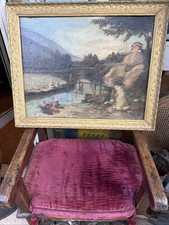 Dipinto Antico Olio Su Tela