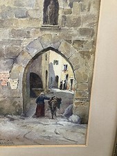 L'ARCO MEDIOVALE RAFFINATO DIPINTO AD ACQUARELLI DEL XIX SECOLO