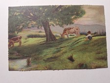 Cartolina 1942 campagna con mucche e bambino, spedita a Camucia Arezzo