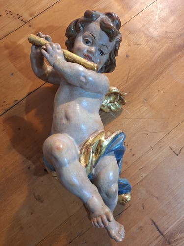 Vecchio angelo legno putto - in,