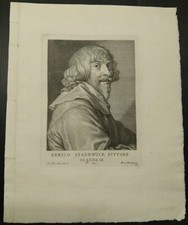 Stampa antica Benedetto Eredi - ritratto Enrico Steenwyck pittore olandese 
