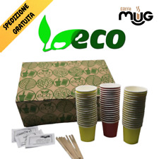 2 Kit Accessori Caffè Eco Bio: 300 Bicchieri, 300 Palette, 300 Bustine Zucchero