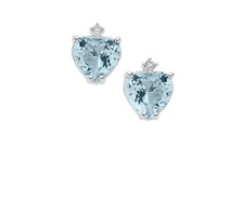 Orecchini Comete Diamante E Acquamarina Cuore