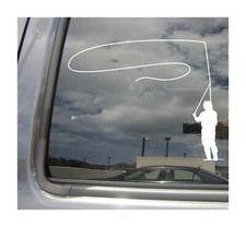 Adesivo decalcomania vinile finestra auto mulinello canna pesca a mosca pesca pescatore 04043