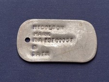 1 US VIETNAM WAR ERA DOG TAG -
