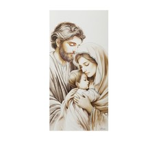 Icona Sacra famiglia 16x32 cm legno e argento Miro Silver argento