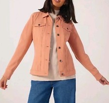 Denim & Co. Giacca comoda stile denim, argilla italiana, UK S