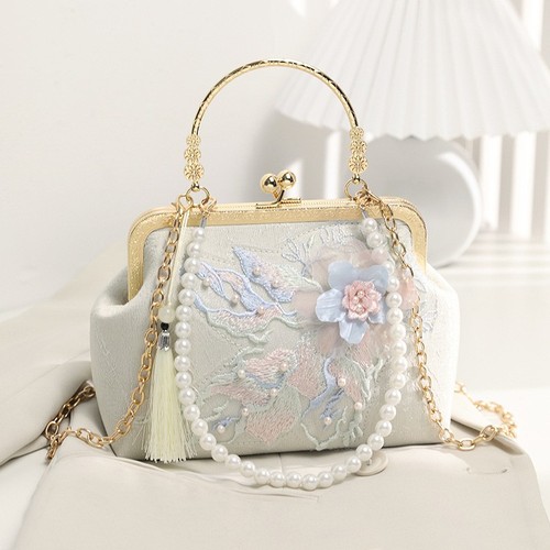 Pochette seta con ricamo - pochette, in