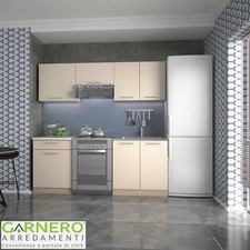 Cucina moderna componibile completa beige rovere MATRIX 200 cm lineare design