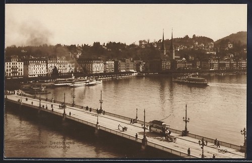 Cartolina lucerna seebrücke - cartolina, lucerna,