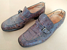 Scarpe Vintage '60's Italian Leather Hand Made Mocassini Coccodrillo no Church's