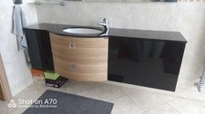 mobile bagno con lavabo Top In Cristallo e specchio