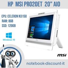 MSI Pro20ET All in One PC 20"  cpu Celeron N3150 Ram 8gb SSD 120  GRADO B