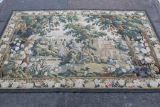 Arazzo Aubusson Verde Originale Fatto A Mano Design Francese Vintage 180X120cm