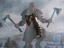 Ascia Vichinga con Lupo e Corvo ciondolo in Argento 925-produzione artigiana