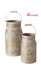 LATTIERA Vaso latta h26-36 marrone dorato sbiancato cervo portavaso shabby